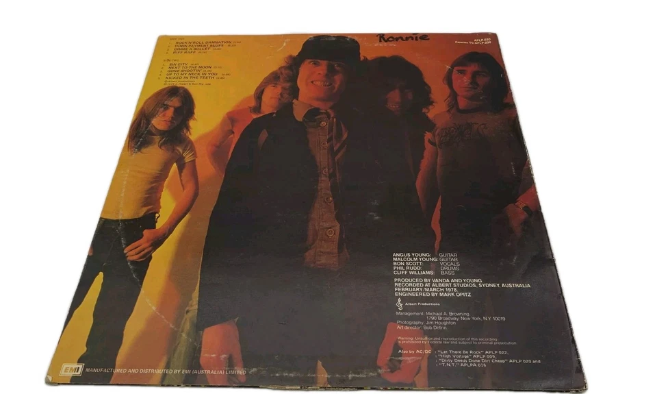 AC/DC Powerage 1978 Australian MAXICUT 1st Press Blue Label Vinyl LP Record EX- - Image 3 of 4