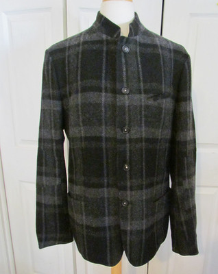 Massimo Alba Bali Gray & Black Wool Plaid Jacket Mens Size EU 54 US 44