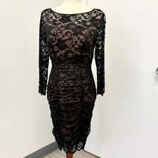 Eliza J Dress 10 Sheer Lace Dark Romantic Coquette Whimsigoth Black Cocktail