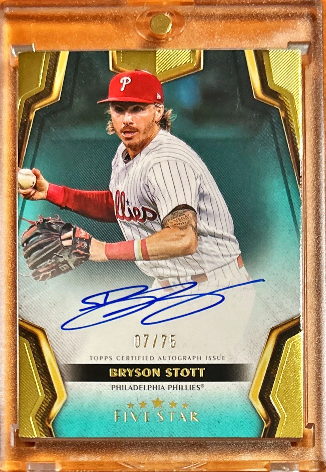 2024 Topps Five Star Bryson Stott Autograph Aqua #07/75 Philadelphia Phillies