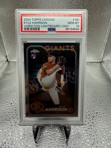 2024 Topps Cromo Kyle Harrison Tablero de Luz Logo Variación RC PSA 10