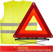 2 In 1 Emergency Warning Triangle & Hi Vis Vest Kit Car Road Safety Reflective