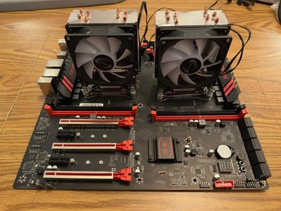 JGINYUE X99-8D4/2.5G Dual CPU Motherboard w/ 2x Intel Xeon E5-2683 v4 + Coolers