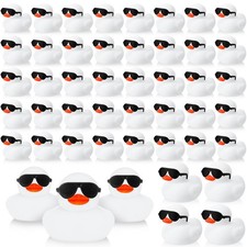 Sosation 36 Packs Mini Rubber Ducks with Sunglasses Sets 2.2 Small, White