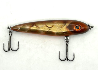 Phantom 7  Glide Bait Custom Red Eye Carp Pattern Wood Musky Lure Rare