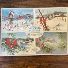 Vintage Winter Scenes BOXED CARDINAL CHRISTMAS CARDS 14 COUNT USA Crafting Decor