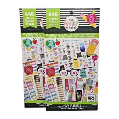 2 New Pads The Happy Planner Teachers Rule Big Sticker Sheets 648 Pieces = 1296
