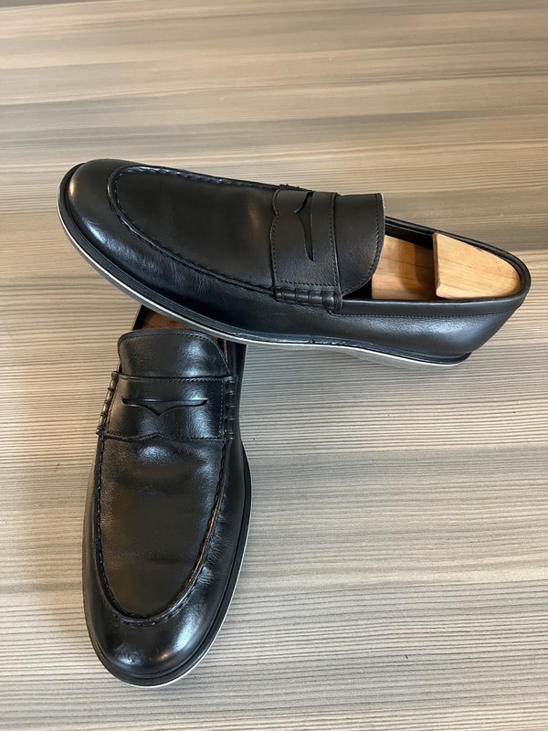 hogan men’s loafers penny dress shoes black leather SZ US 9.5 EU 42.5 Made italy