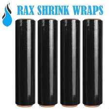 18'' x 1500' 80Ga 4 Rolls Pallet Wrap Stretch Film Hand Shrink Wrap 1200FT Black