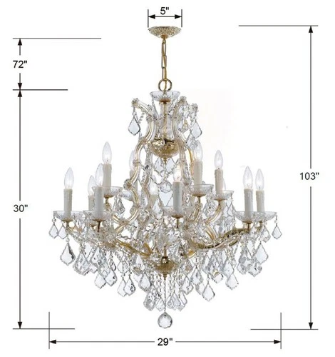 Crystorama Maria Theresa 29"W Gold 13-Light Crystal Chandelier - Picture 5 of 6