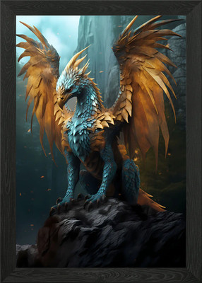 Gerahmtes Wandbild Drache Fabelwesen Poster Leinwanddruck Bild