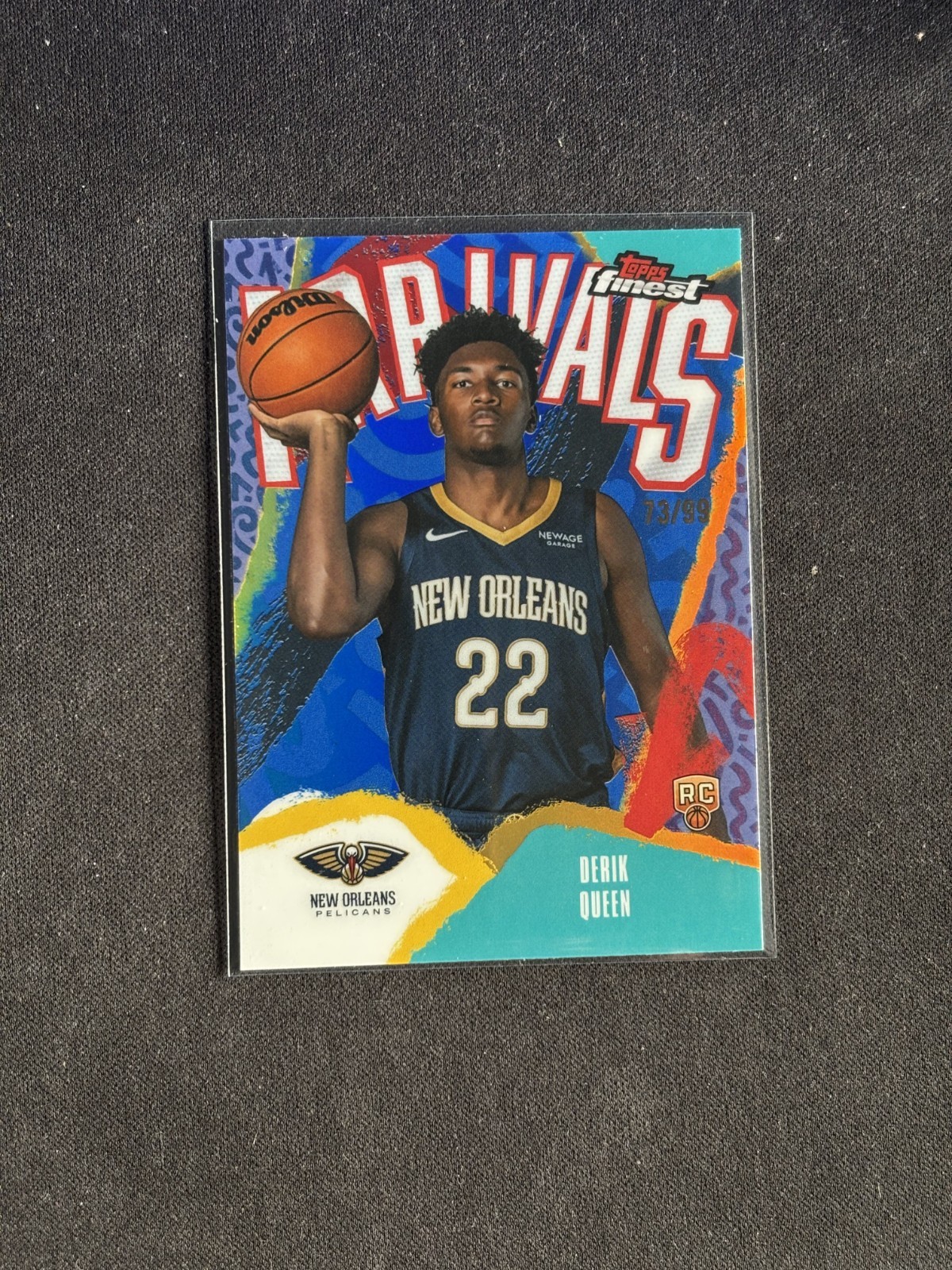 2025-26 Topps Finest - Arrivals Derik Queen #A-13 Blue Refractor /99 (RC)