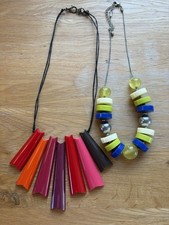 Two Statement Necklaces Featuring Acrylic Pendants in Different Colour Ways