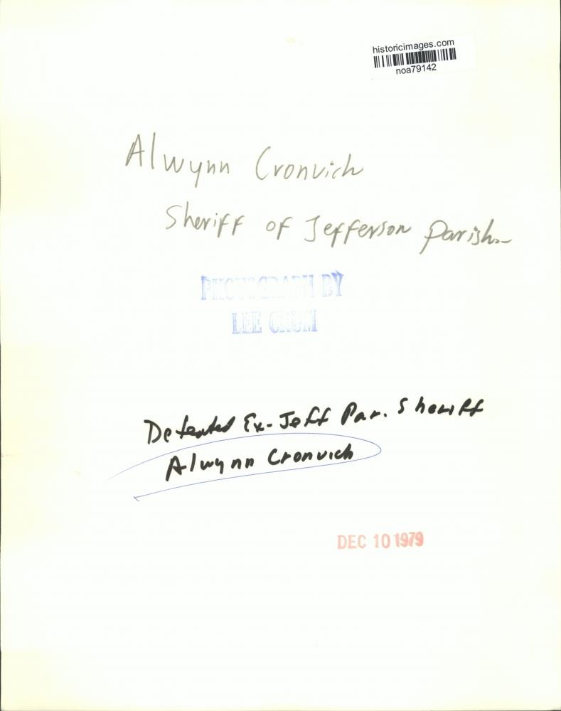 1979 Press Photo Alwynn Cronvich, Sheriff of Jefferson Parish. - noa79142