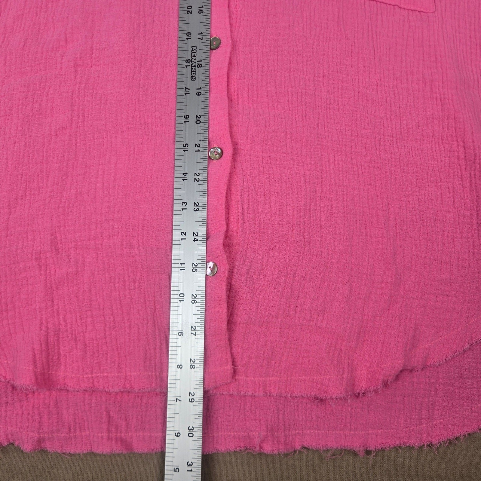 GeeGee Hot Pink Cotton Double Gauze Short Sleeve Button Down Shirt Med ...