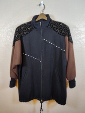 Vintage Russell Scott women's wool blend Black Brown zip up USA Made size XXL