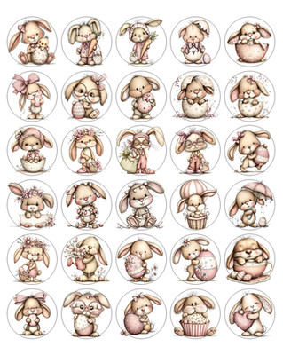 Whimsical Easter Bunny Handmade Stickers Scrapbook  Planner Envelope Labels