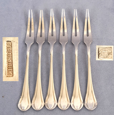 CHRISTOFLE ''Printania'' 6 Schneckengabeln aus versilbertem Metall