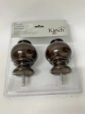Kirsch Wood Trends Curtain Rod Finials – 1 3/8” Diameter – Set of 2 – Brown