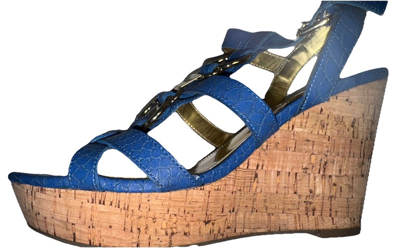Marc Fisher Shoes Women’s Size 8 Blue Cork Accent Heel