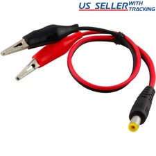 5X Alligator Clips to 5.5x2.1mm Male Plug Connector Cable for LED Strip Light