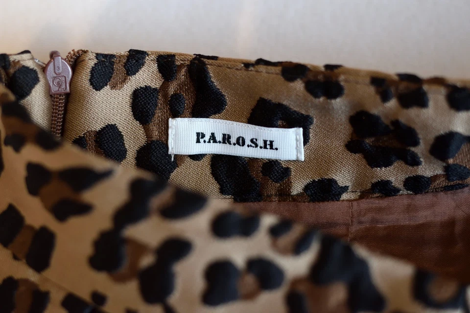 P.A.R.O.S.H Leopard Print Bow Mini Skirt Animalier High Waist Italian Size S uk8 - Image 3 of 4