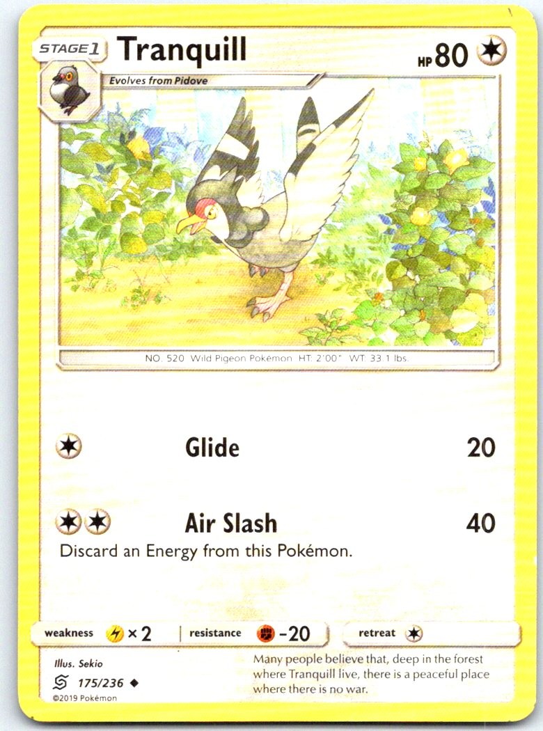 Tranquill 175/236 Uncommon Unified Minds Pokemon LP