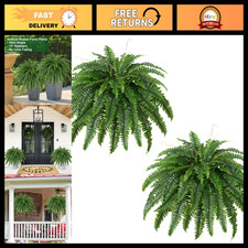Set of 2 - 45" Artificial Boston Ferns for Home & Garden Decor, Outdoor Plants