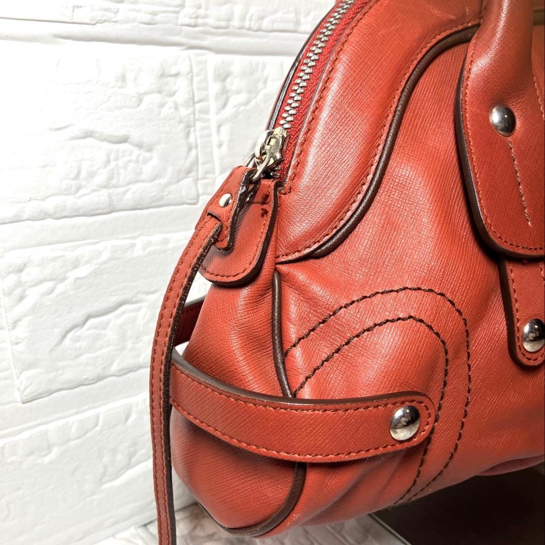 Salvatore Ferragamo Gancini Red Brown Leather Shoulder Bag Y2K Auth image 6