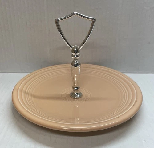 Fiesta Ware Peach Tidbit Tray with Handle Fiesta Pottery