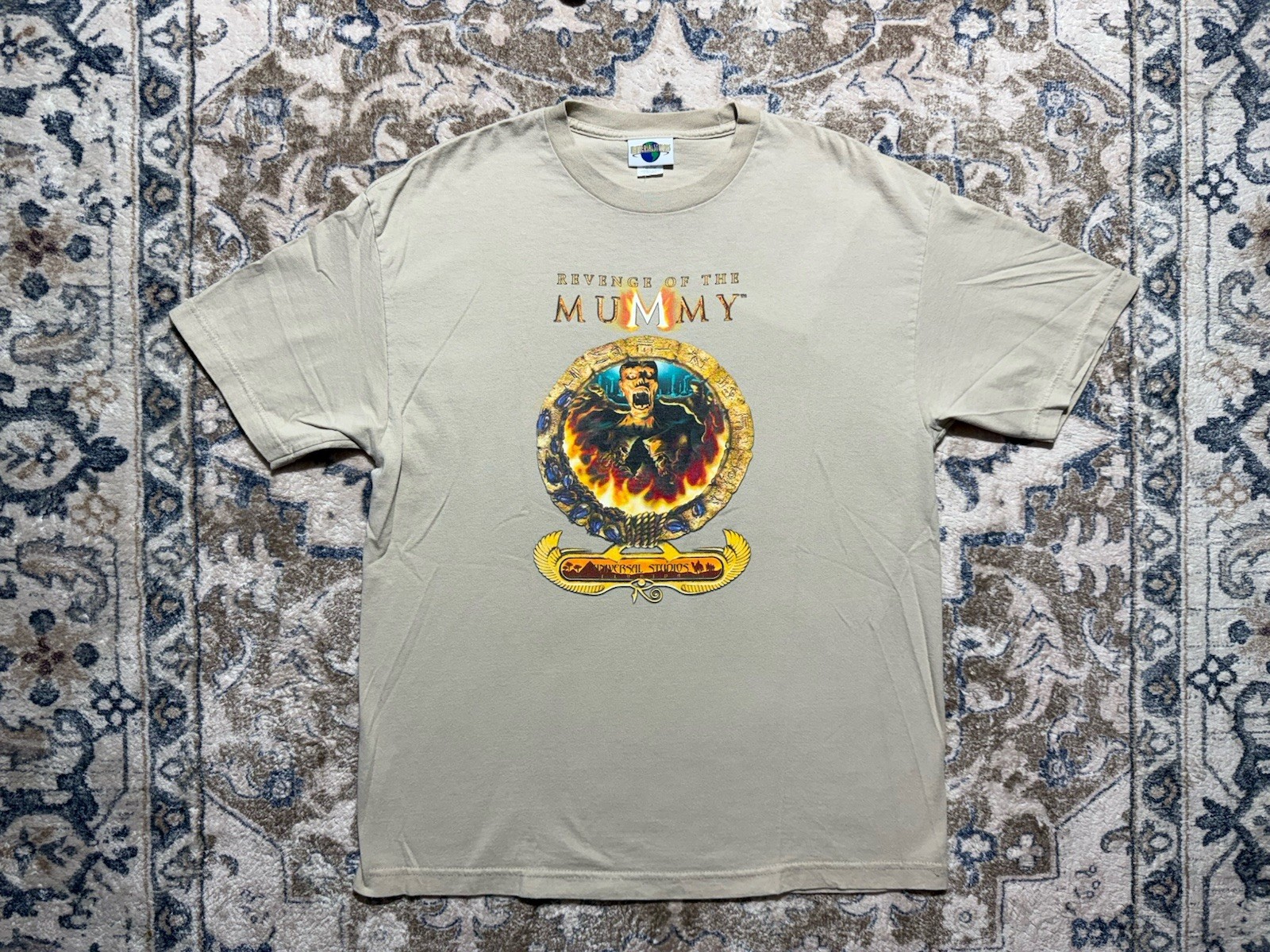 Vintage Y2K Universal Studios Revenge Of The Mummy Ride T-Shirt Tan Size XL
