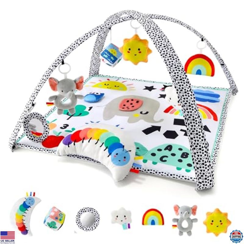 Peanutshell Unisex Baby Play Gym 7-in-1 Tummy Time Mat with Soft