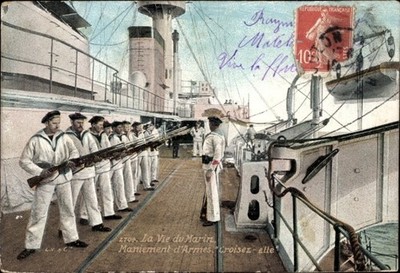 Ak La Vie du Marin, Maniement d'Armes, Croisez ette, Franz. Matrosen - 4536990