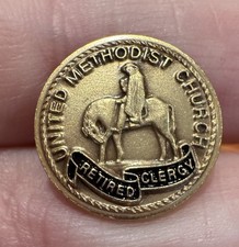 Methodist Church Vest Pin Back Lapel Enamel Retired Clergy Tie Tack