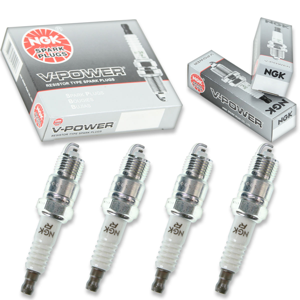 4pcs 86-95 OMC 4.3L Cobra NGK V-Power Spark Plugs Stern