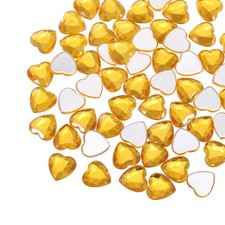 40Pcs Acrylic Heart Rhinestone 12mm Flat Back Gems Stickers, Golden