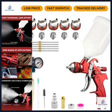 Hvlp Spray Gun Kit - 1.41.72.02.53.0mm Nozzles Air Pressure Gauge Auto Pai