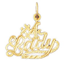 Number One Lady Charm Pendant 14k Gold 0.7 Grams 