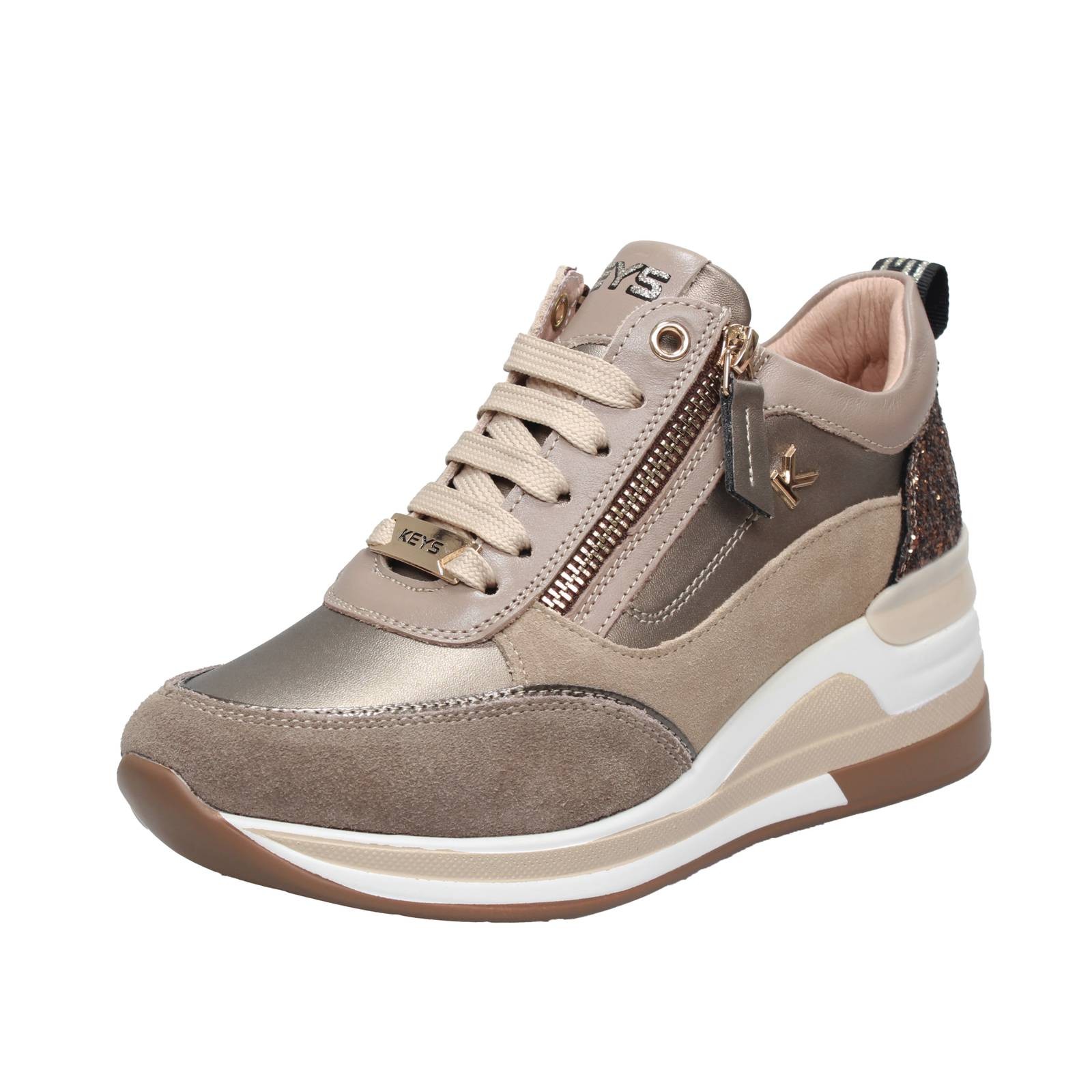 Keys hohe Sneaker mit Keilabsatz und Reiverschluss beige - Gre 37 24cm Damenschuhe 14690₽
