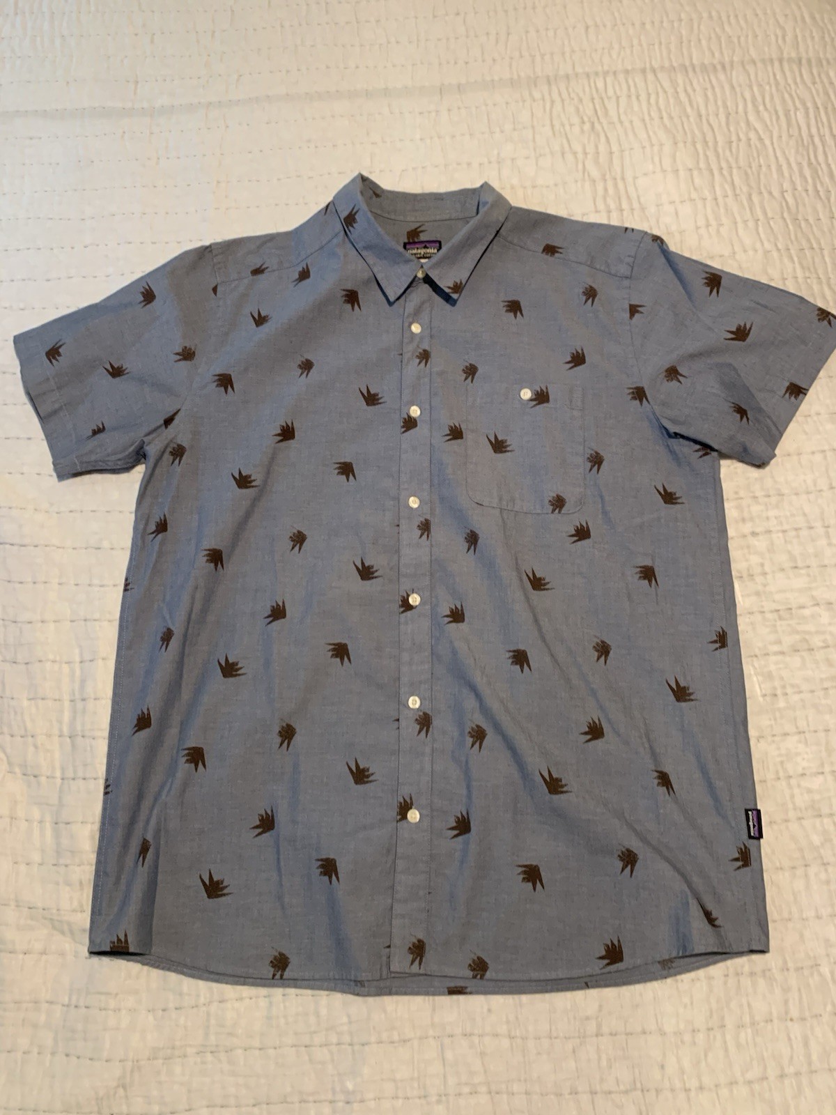 Patagonia Men’s Go To Shirt Blue Surfer Short Sleeve Shirt XL