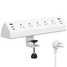Jgstkcity Desk Clamp Power Strip USB C,40W Total 6 Ports - 40W, White