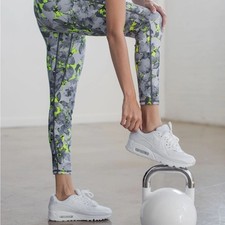 Vibrant Floral Leggings in Gray and Green