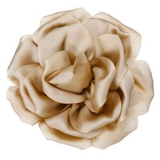 4" Silk Satin Flower Brooch Pin Large Peony Floral Lapel Pin Khaki