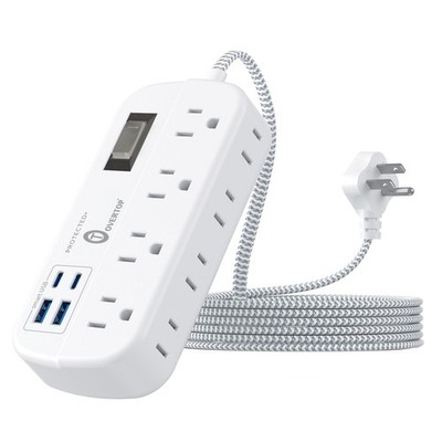 Overtop 12 IN 1 Power Strip Surge Protector, 8 Outlets 4 USB (2 C white