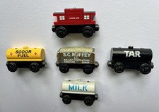Thomas Friends Wood Railway Freight Cars Sodor Caboose Cargo Tankers Lot of 5