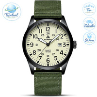 Uhren Herren MilitäR Analog Quarz 30M Wasserdicht Nylon Band Sportuhr FüR MäNner
