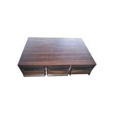 Vintage 36 Slot CASSETTE TAPE Storage Holder Case Box 3 Drawers Wood Brown