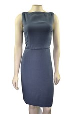 NWT Ann Taylor blueish Gray sleeveless embroidered neck Sheath Dress Size 2