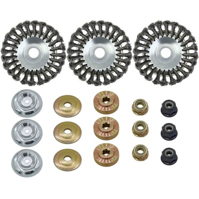 3x Unkrautbürste Stahldraht 15cm mit Befestigungs-Set für Echo SRM330, SRM250