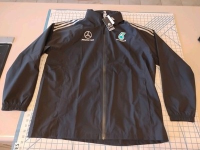 MENS XL ADIDAS BLACK MERCEDES AMG PETRONAS RAIN JACKET - NWT